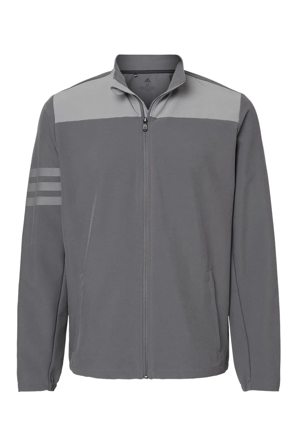 Adidas Mens 3 Stripes Water Resistant Full Zip Jacket - Grey - NEW