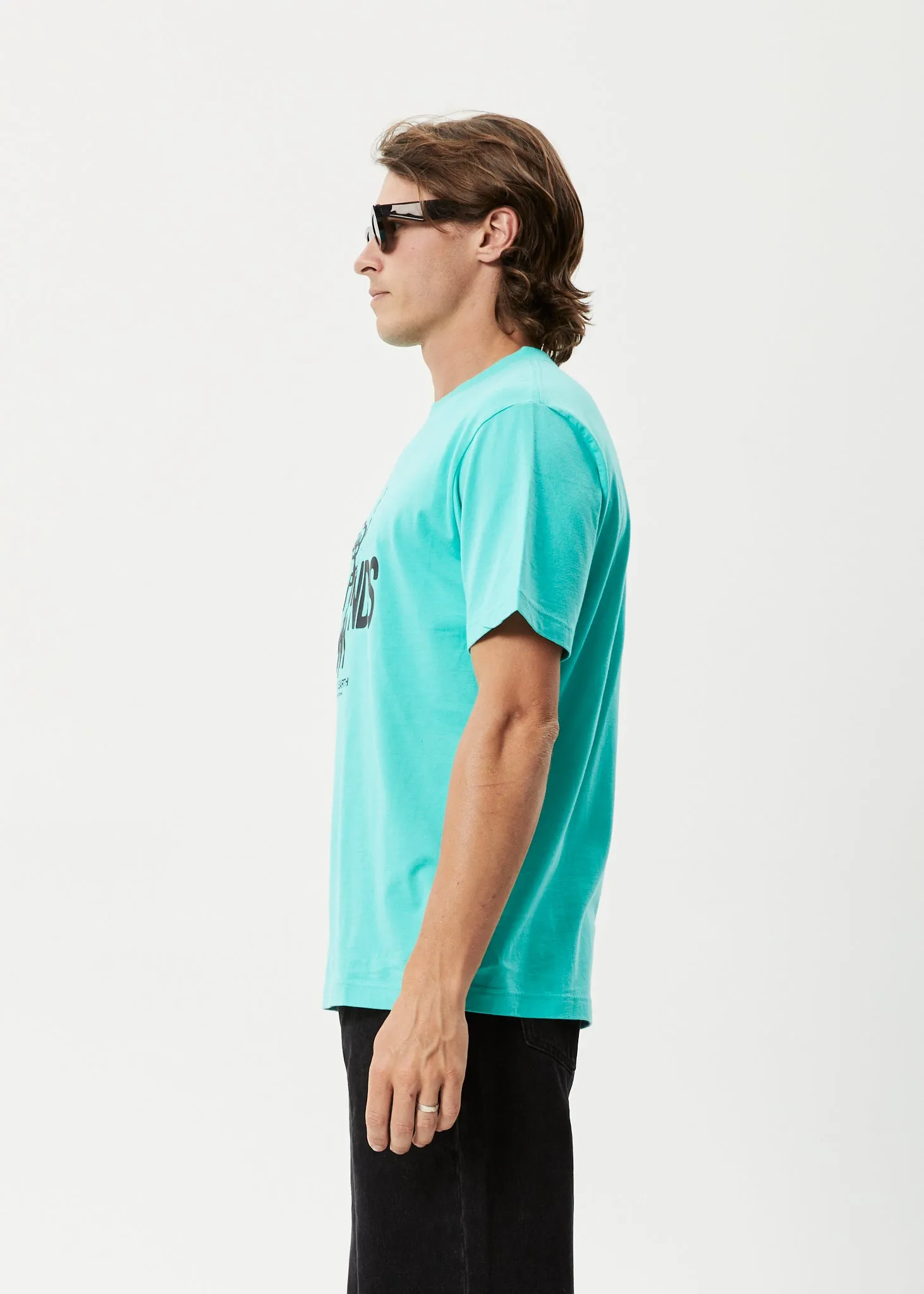 AFENDS Mens Grooves - Retro Graphic T-Shirt - Jade