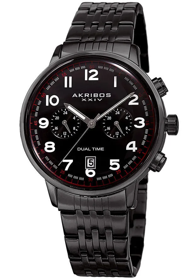 Akribos Xxiv Black Dial Dual Time Men's Watch AK942BK