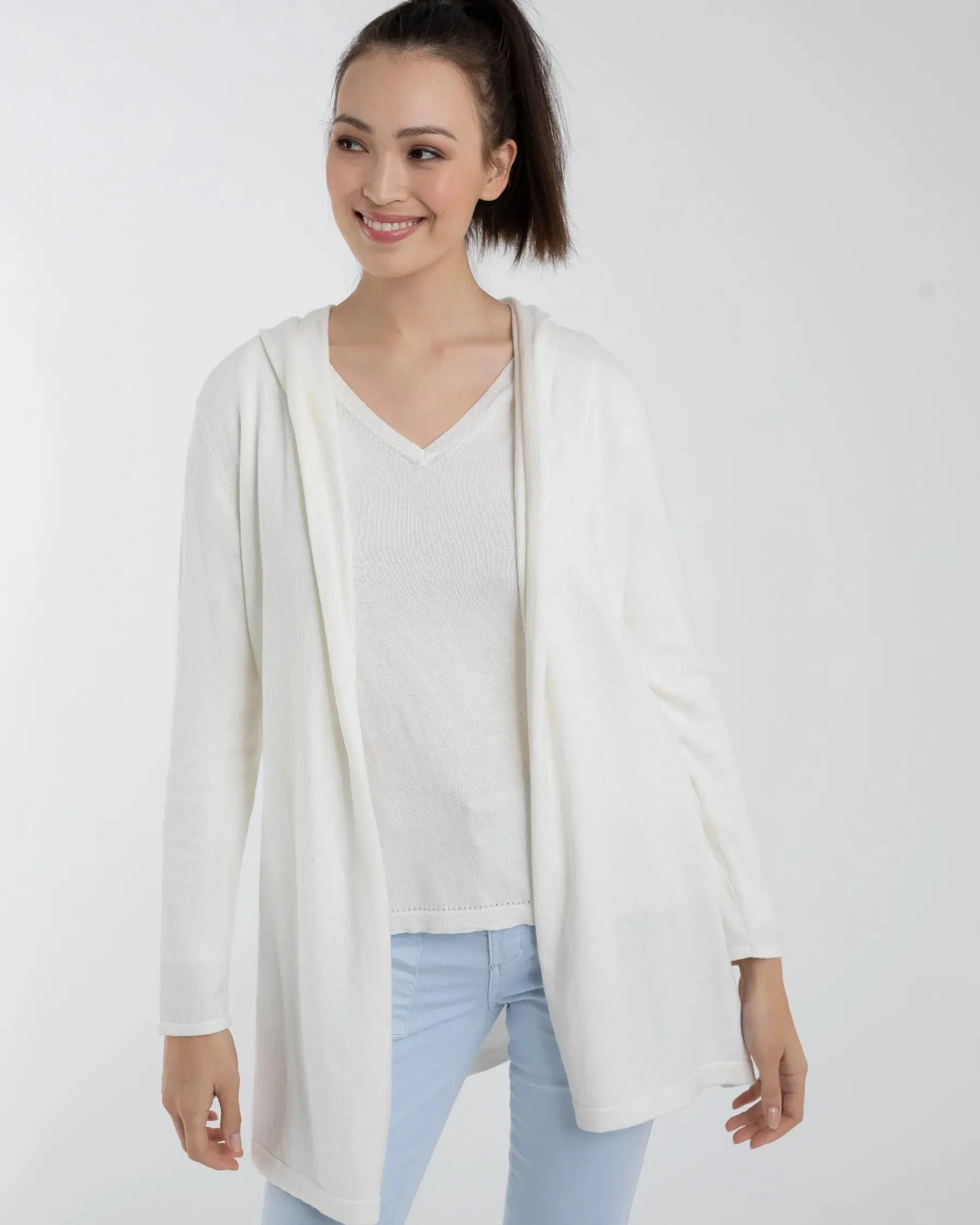 Alashan Cotton Cashmere Fly Away Hooded Cardigan