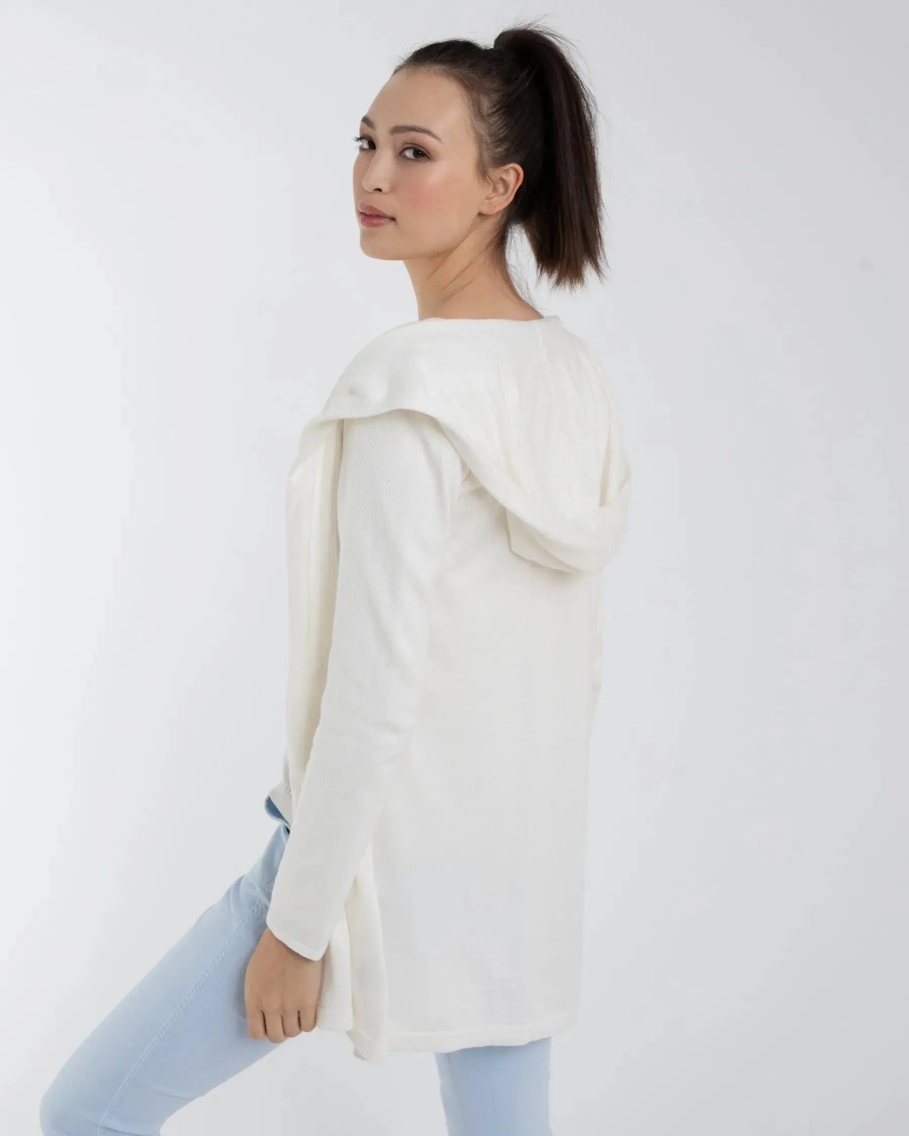 Alashan Cotton Cashmere Fly Away Hooded Cardigan