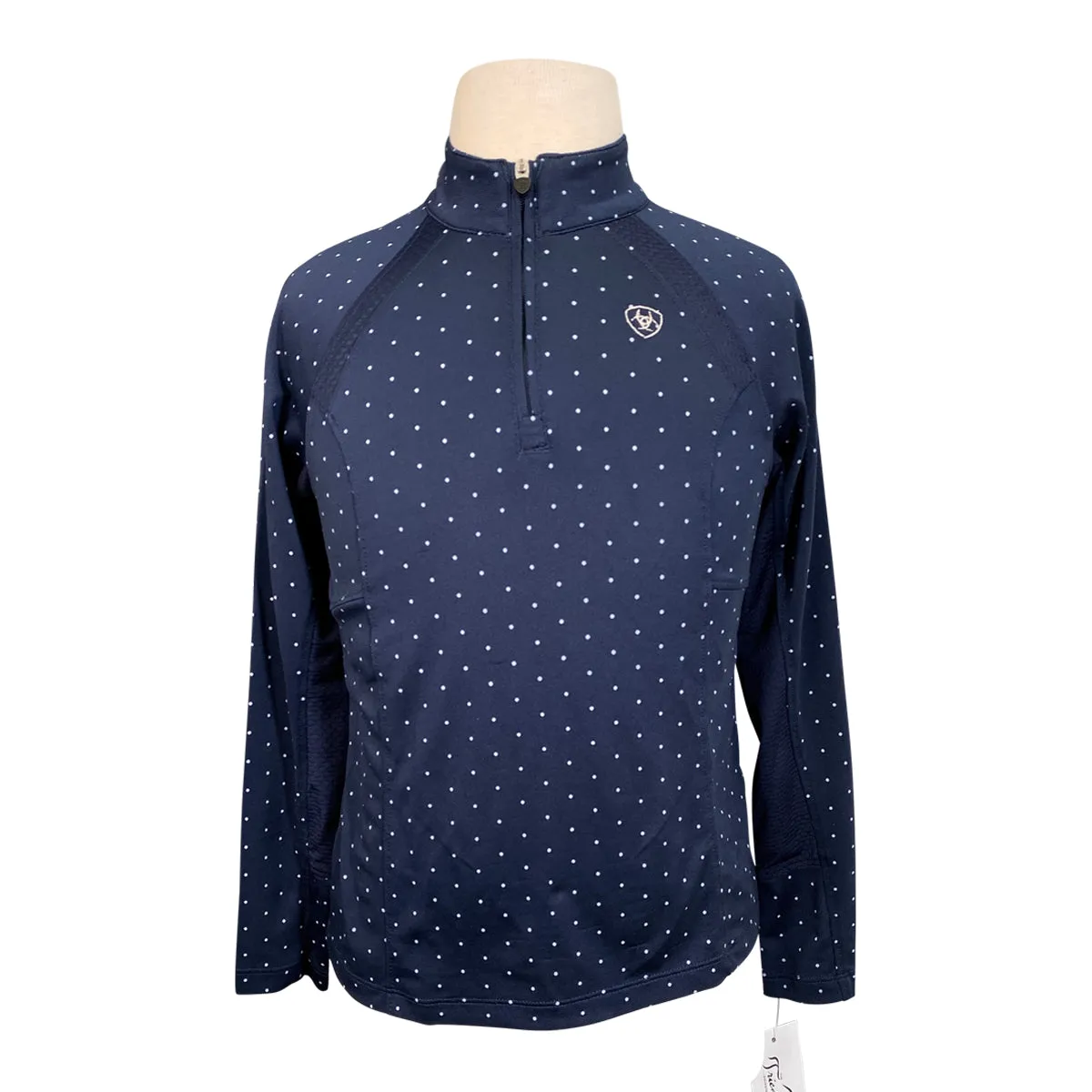 Ariat TEK Heat Series Long Sleeve Shirt in Navy/Polka Dots - Children's XS