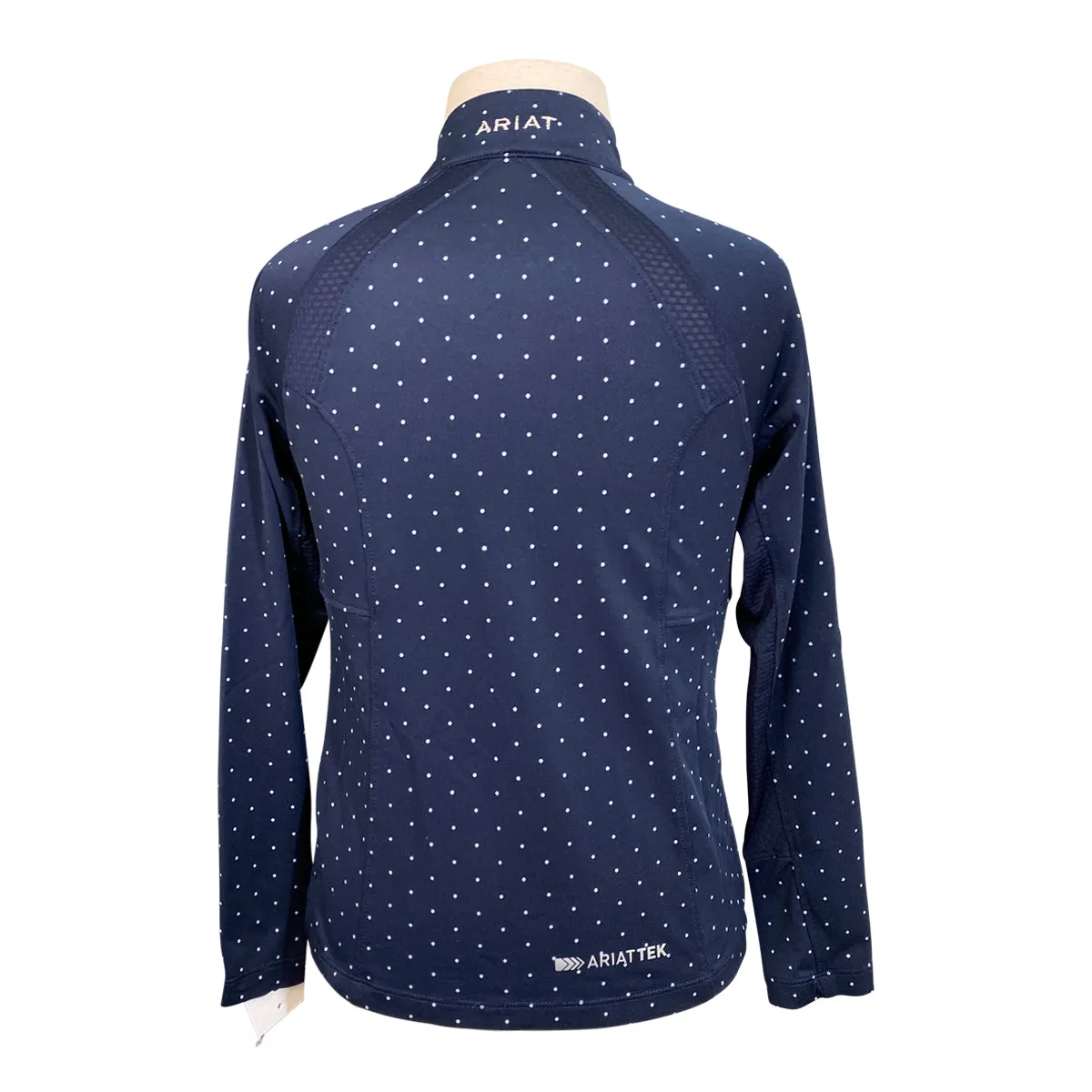 Ariat TEK Heat Series Long Sleeve Shirt in Navy/Polka Dots - Children's XS