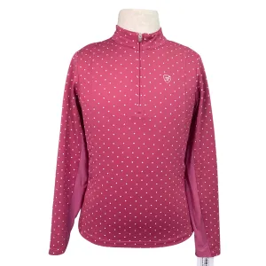 Ariat TEK Heat Series Long Sleeve Shirt in Pink Polka Dot - Children's Large