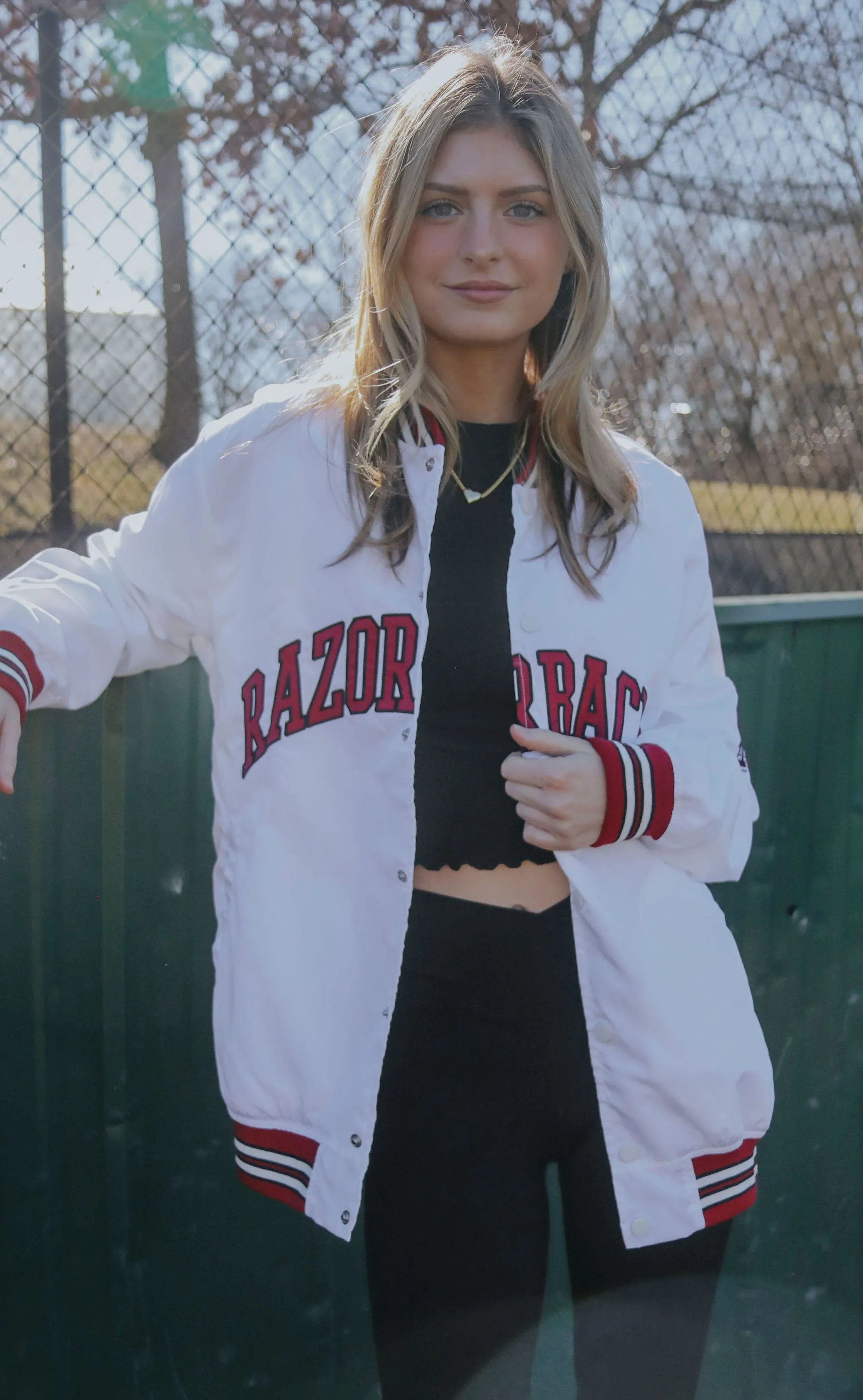 arkansas bomber jacket - white