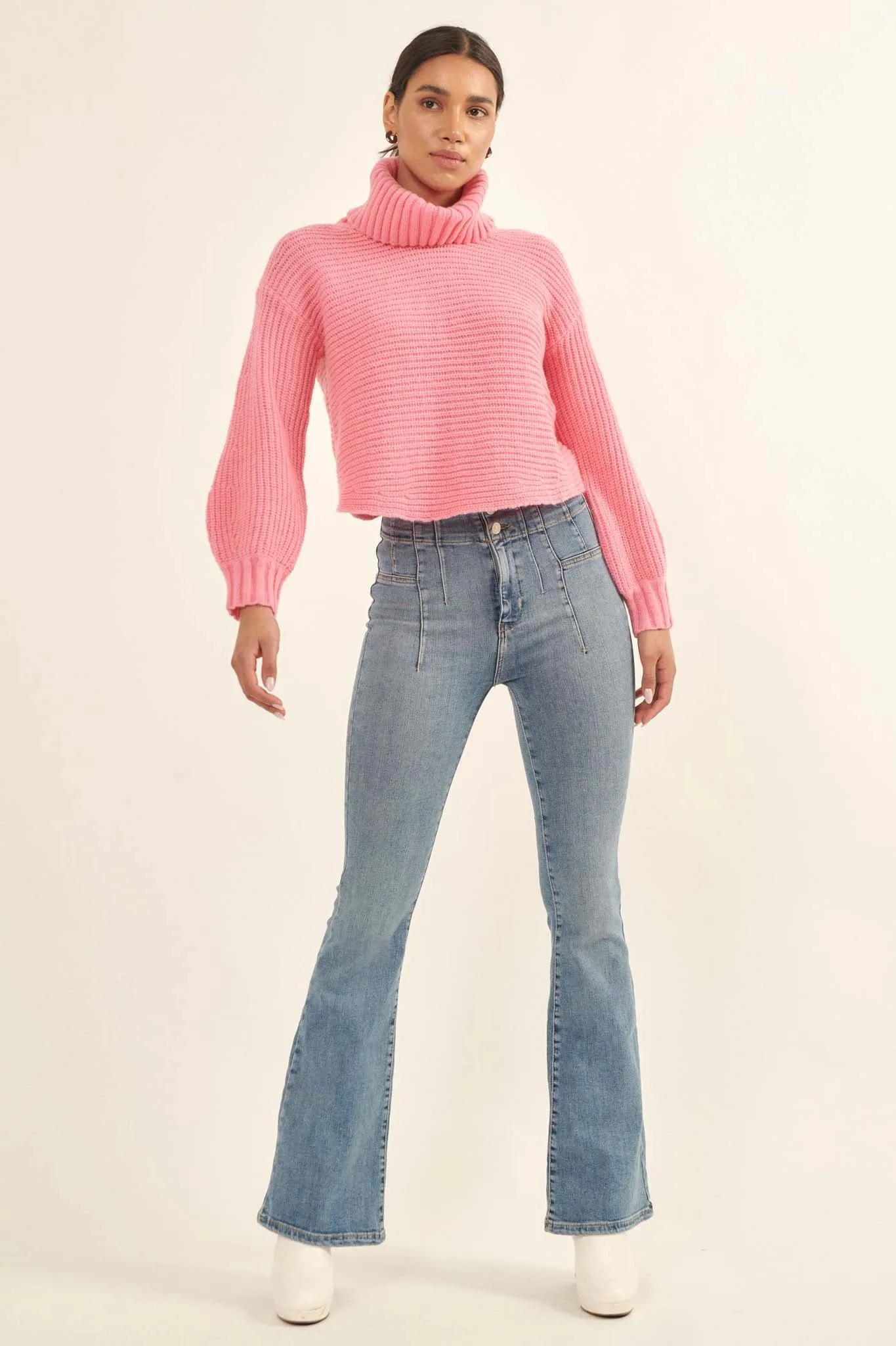 Back to You Surplice-Back Turtleneck Sweater