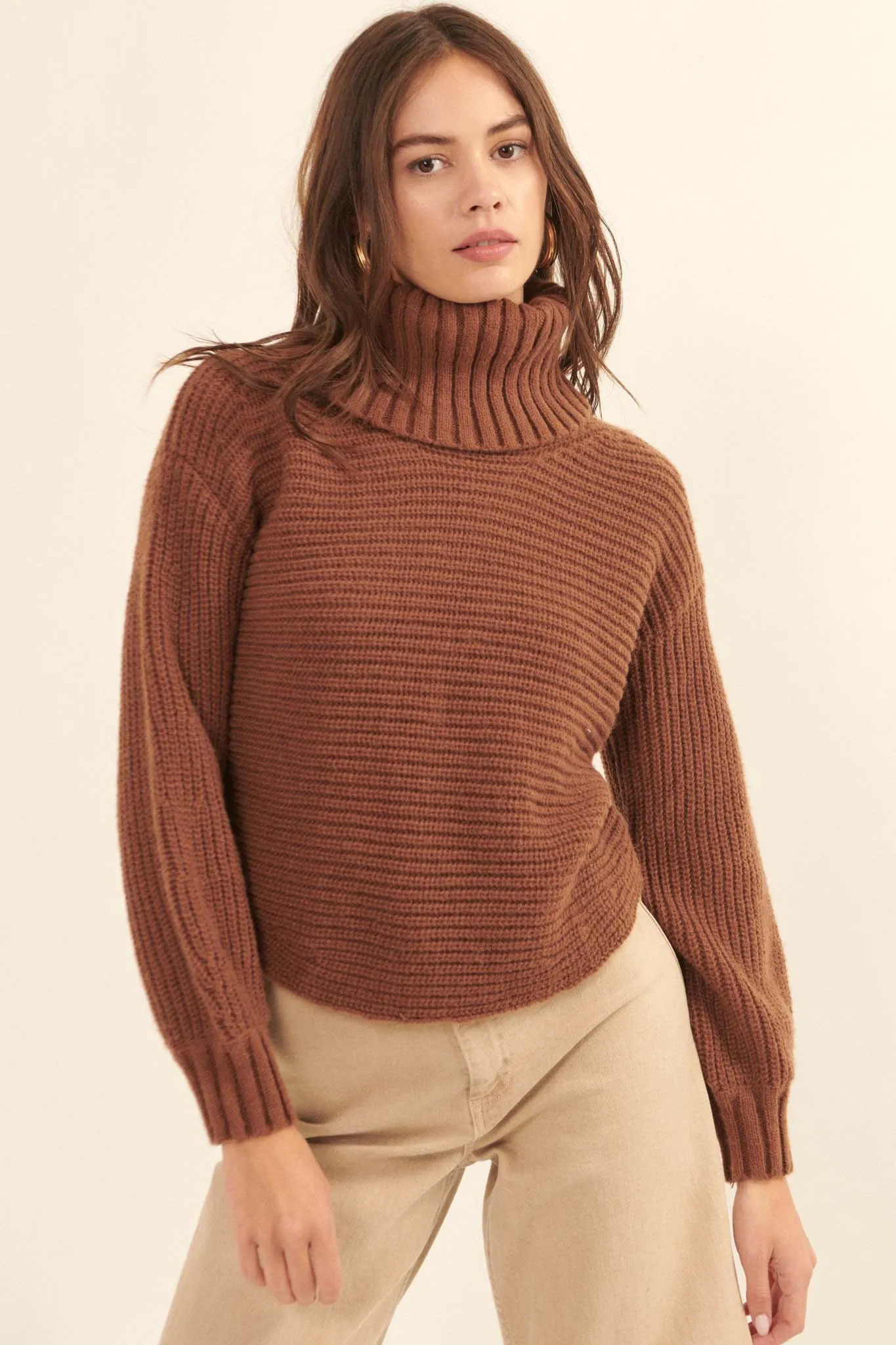 Back to You Surplice-Back Turtleneck Sweater