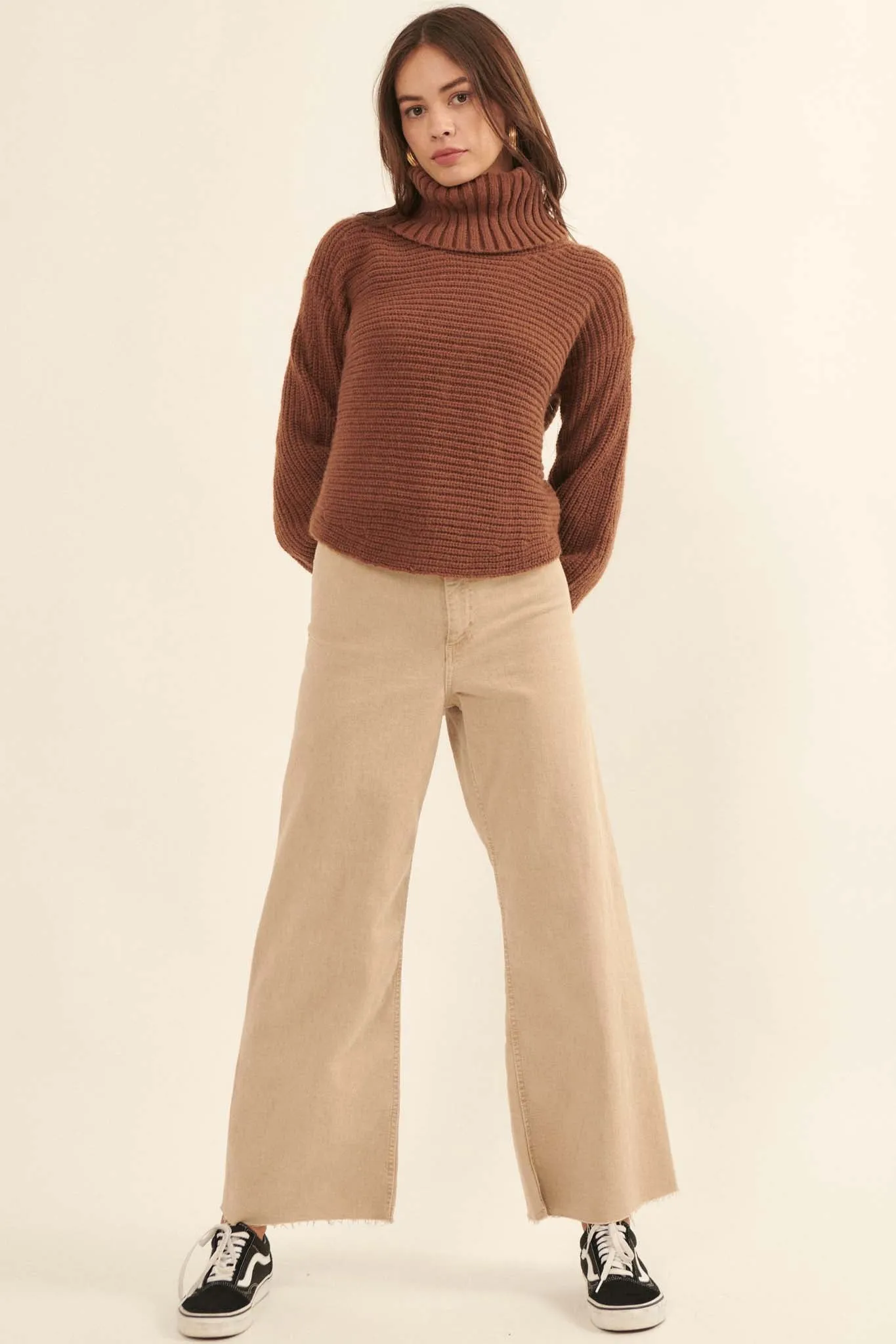 Back to You Surplice-Back Turtleneck Sweater