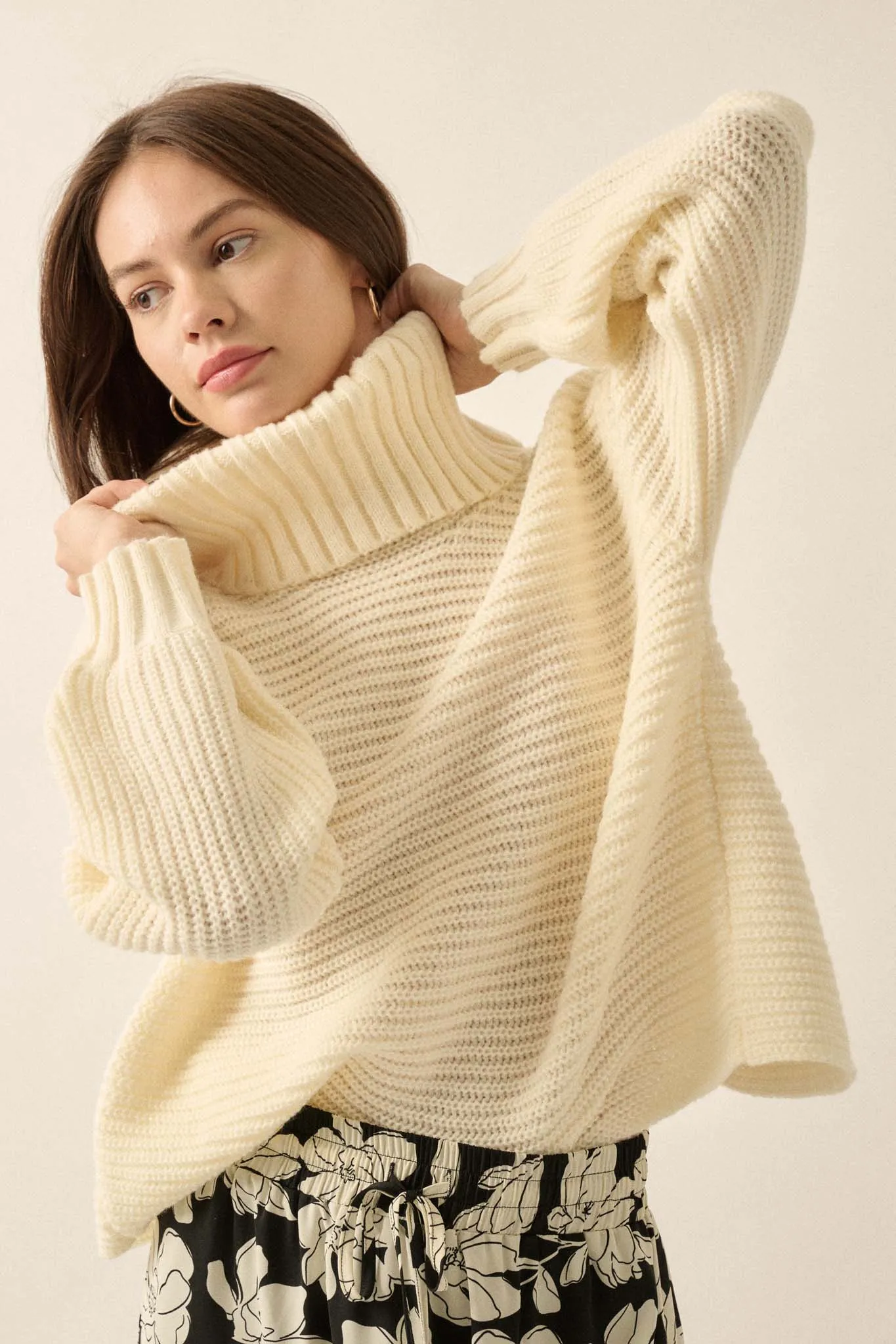 Back to You Surplice-Back Turtleneck Sweater