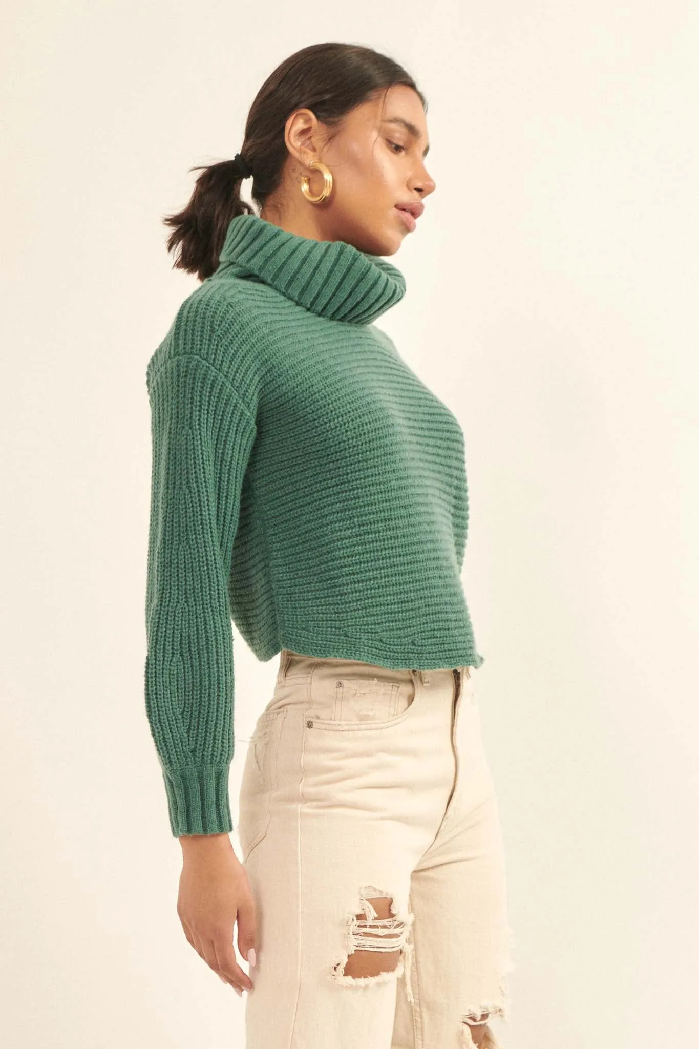 Back to You Surplice-Back Turtleneck Sweater