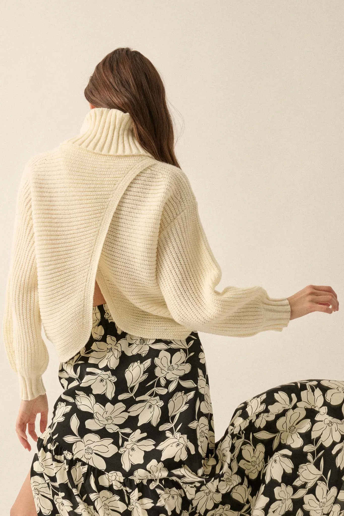 Back to You Surplice-Back Turtleneck Sweater