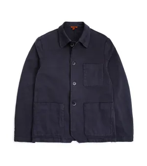 Barena Visal Mante Cotton Twill Overshirt: Navy