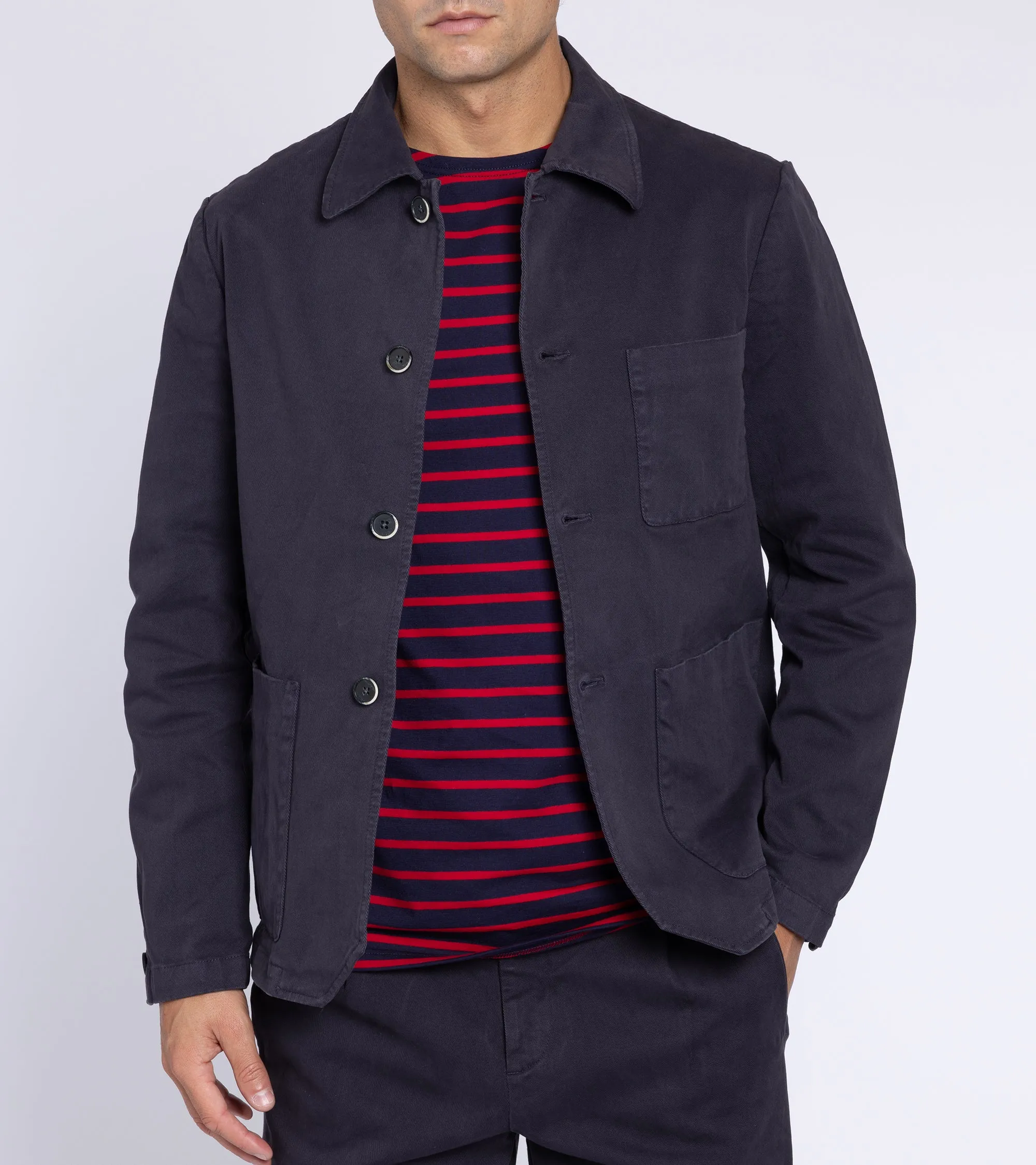 Barena Visal Mante Cotton Twill Overshirt: Navy