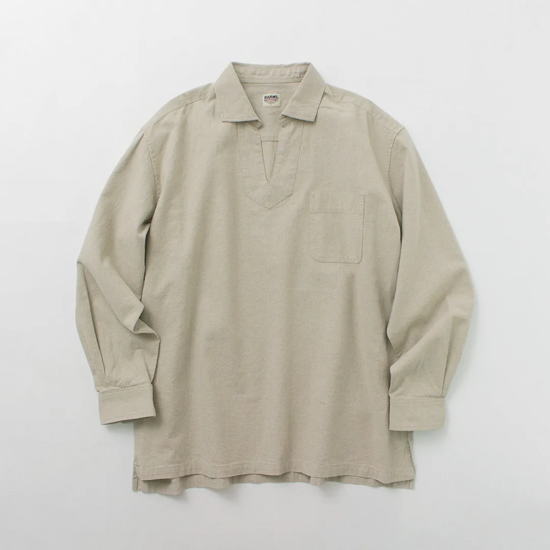 BARNS / Cotton linen skipper button works concho shirt