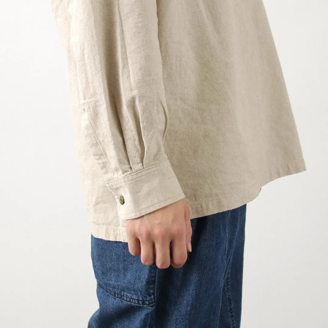 BARNS / Cotton linen skipper button works concho shirt