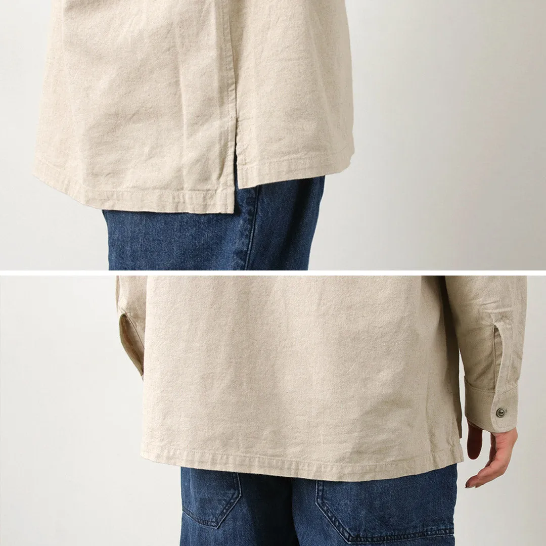 BARNS / Cotton linen skipper button works concho shirt