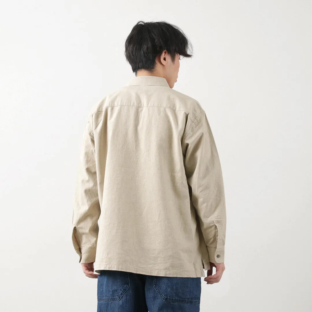 BARNS / Cotton linen skipper button works concho shirt