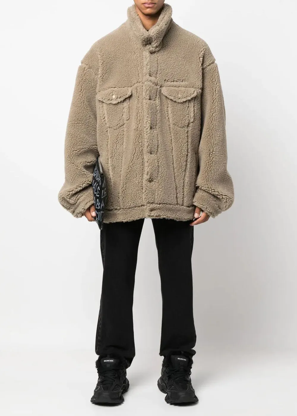 Beige Oversized Fleece Jacket