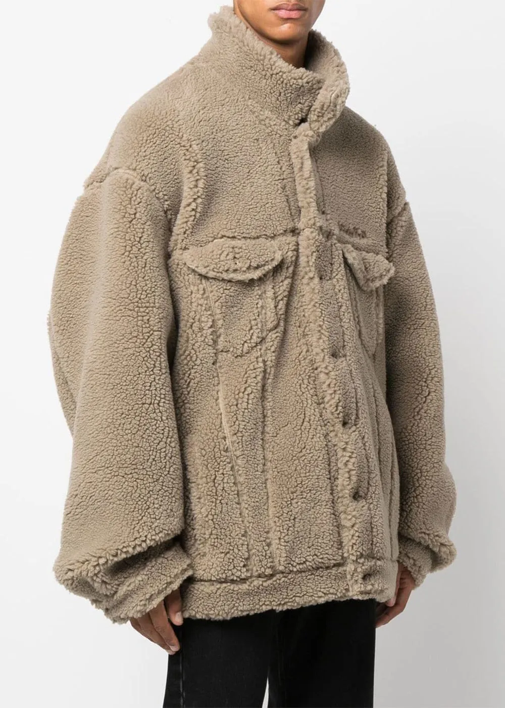 Beige Oversized Fleece Jacket