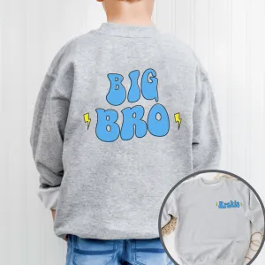 Big/Lil Bro & Sis kids Personalised Heather Grey Sweatshirts