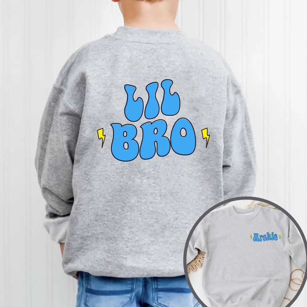 Big/Lil Bro & Sis kids Personalised Heather Grey Sweatshirts