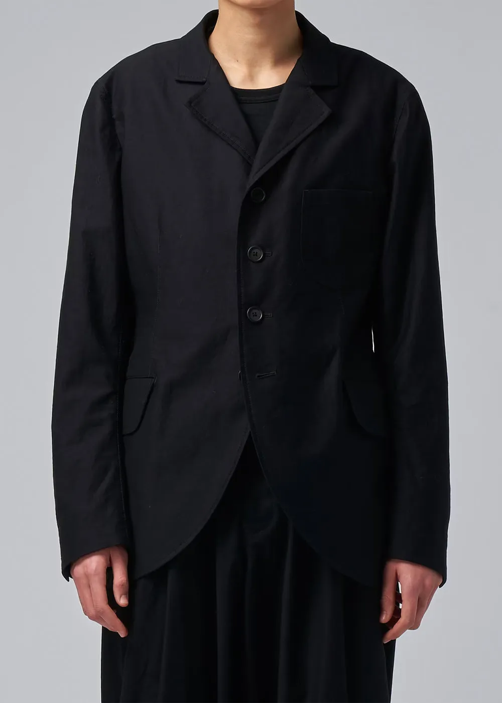 Black 4-Button Twill Jacket