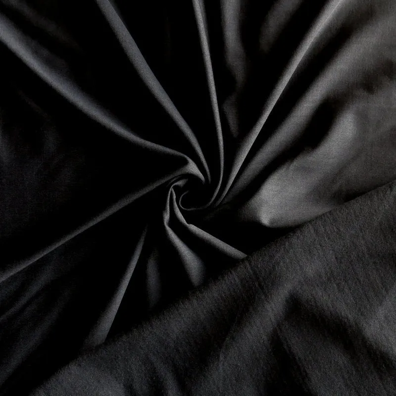 Black Poly Spandex Brushed Back Jersey Knit Fabric