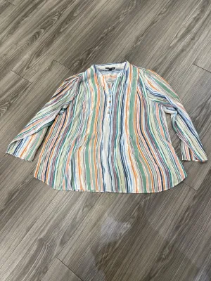 Blouse Long Sleeve By Zac And Rachel In Striped Pattern, Size: Xl