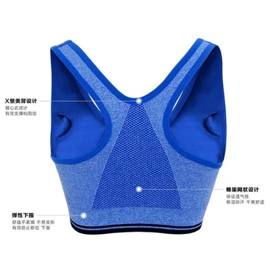 Blue Zip Up 33251 Wirefree Sports Bra - Branded Sports Bra