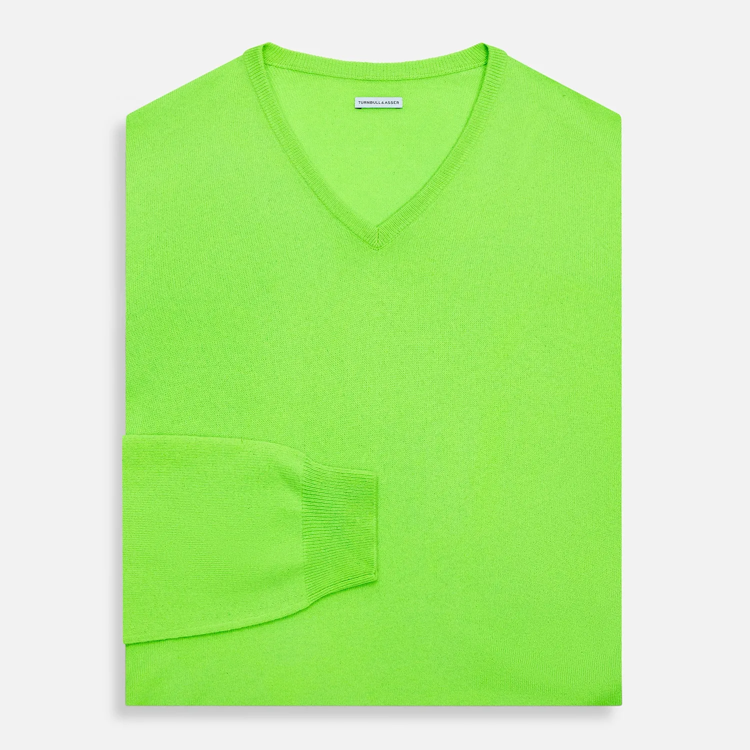 Bright Green Cashmere V-Neck Jumper