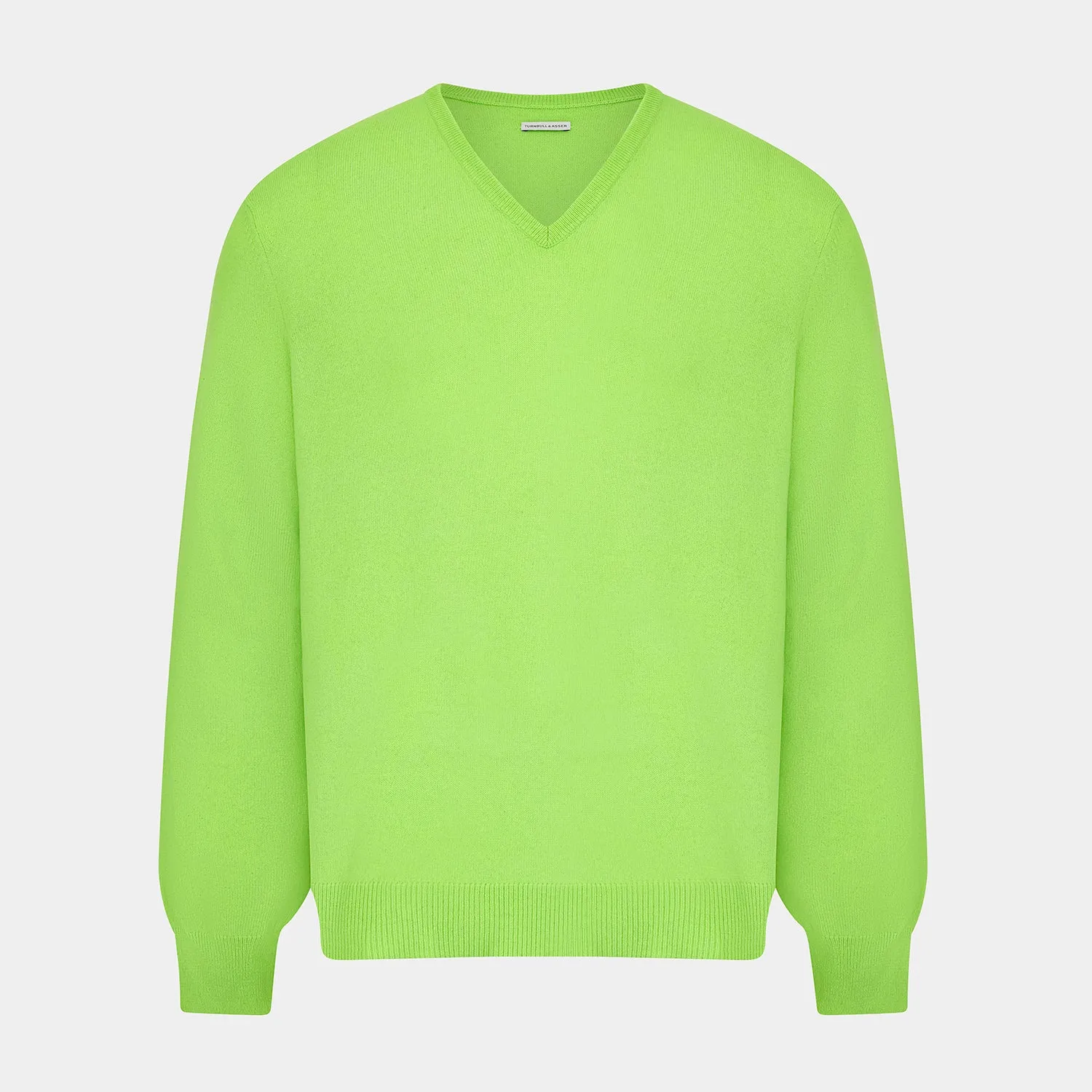 Bright Green Cashmere V-Neck Jumper