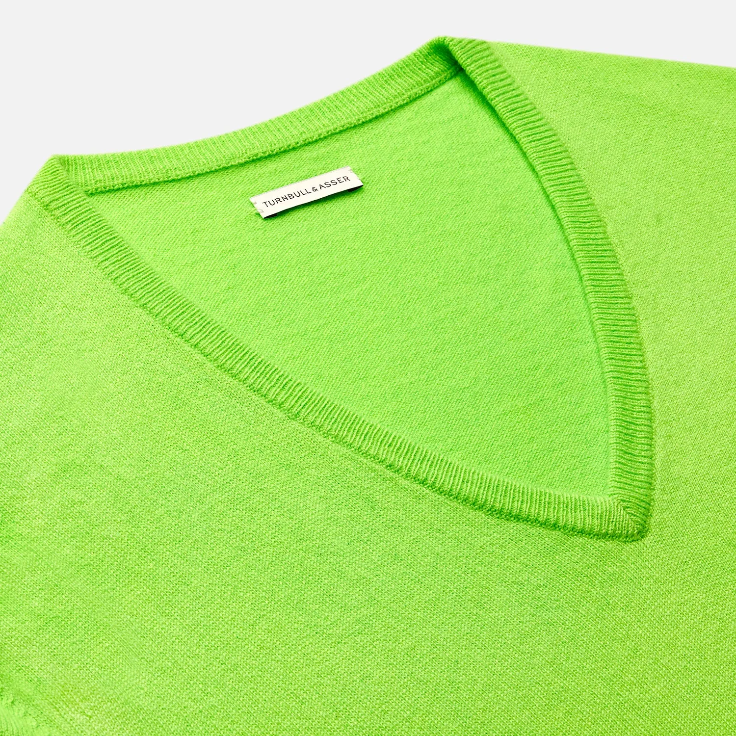 Bright Green Cashmere V-Neck Jumper