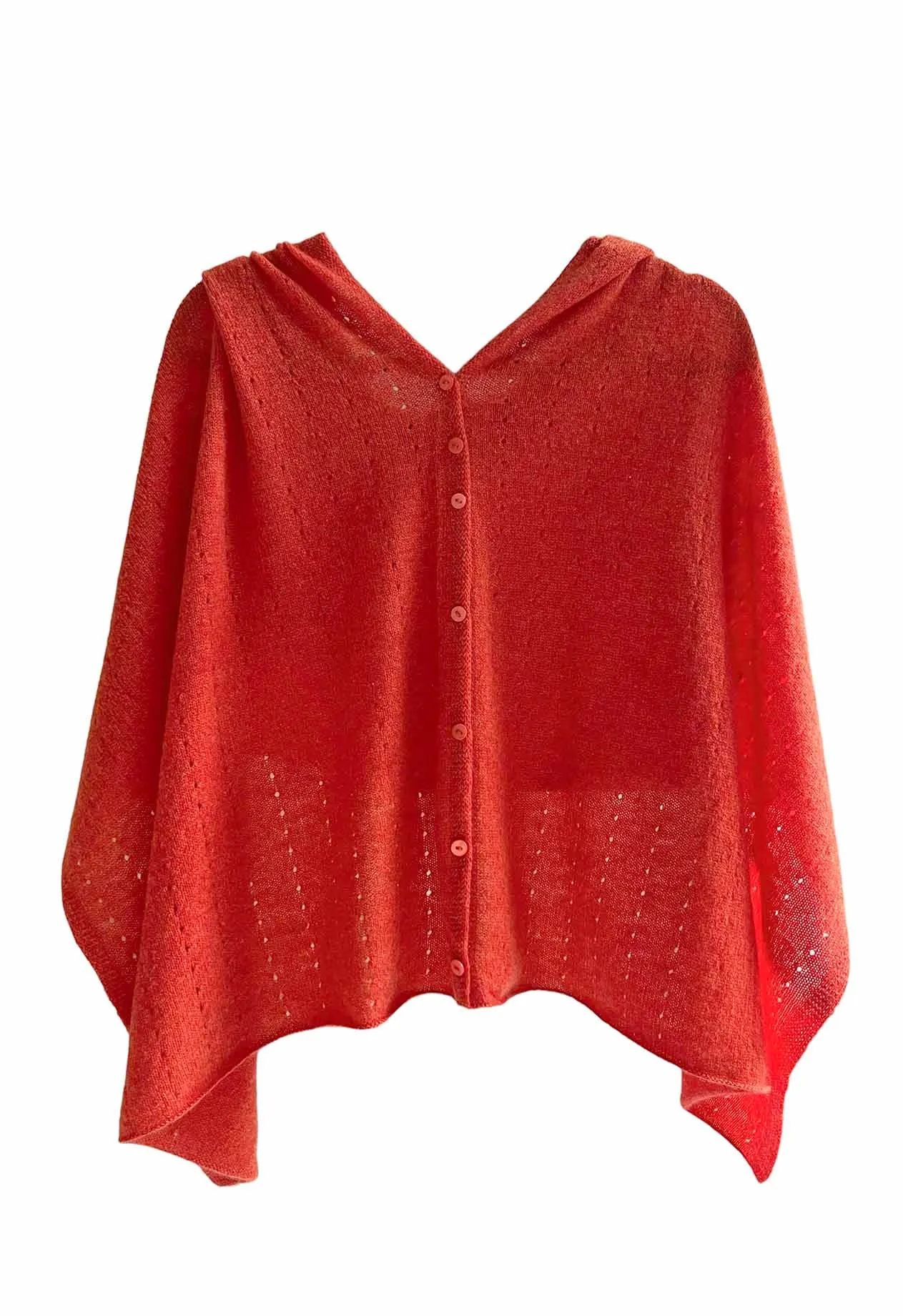 Burnt orange cashmere poncho Multiway