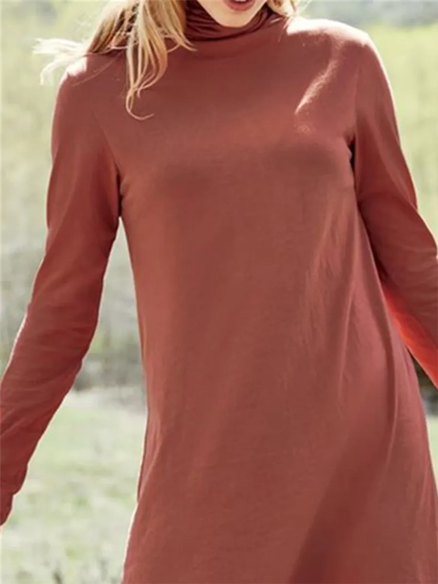 Casual Basic Daily Turtleneck Long Sleeve Top