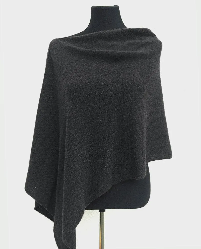 Charcoal grey cashmere poncho Multiway