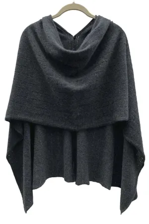 Charcoal grey cashmere poncho Multiway