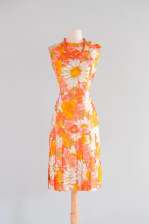 Charming 1960's Spring Dreams Bright Floral Party Dress / Sz ML