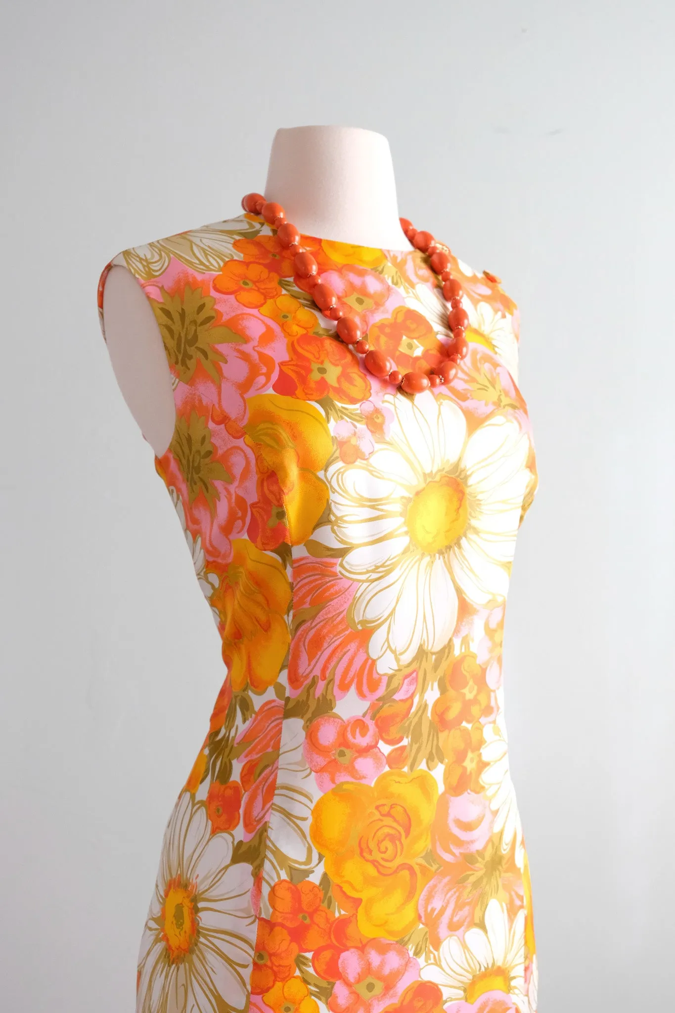 Charming 1960's Spring Dreams Bright Floral Party Dress / Sz ML