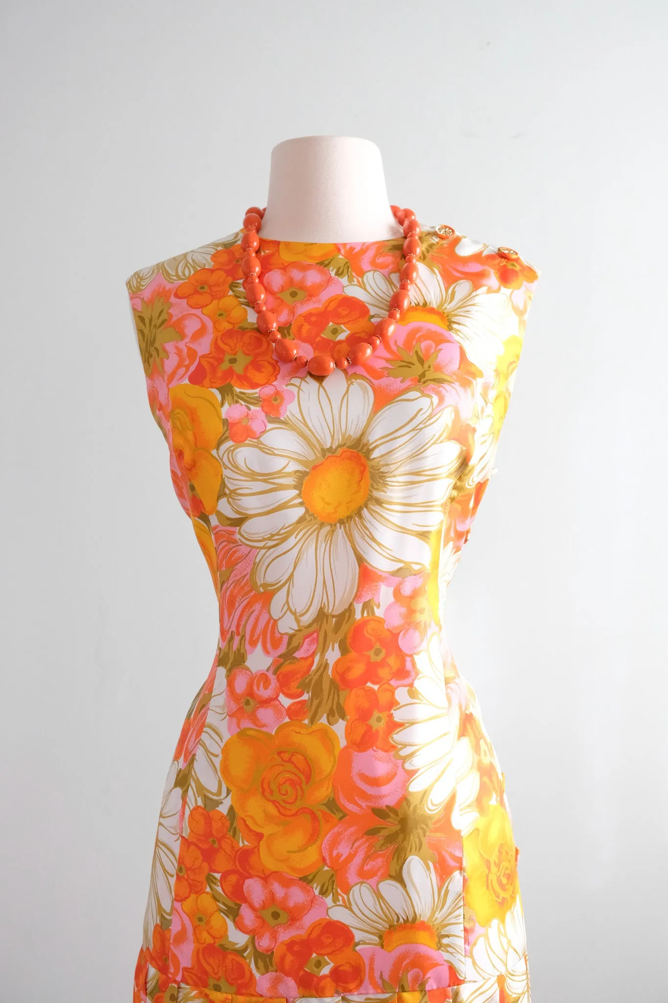 Charming 1960's Spring Dreams Bright Floral Party Dress / Sz ML