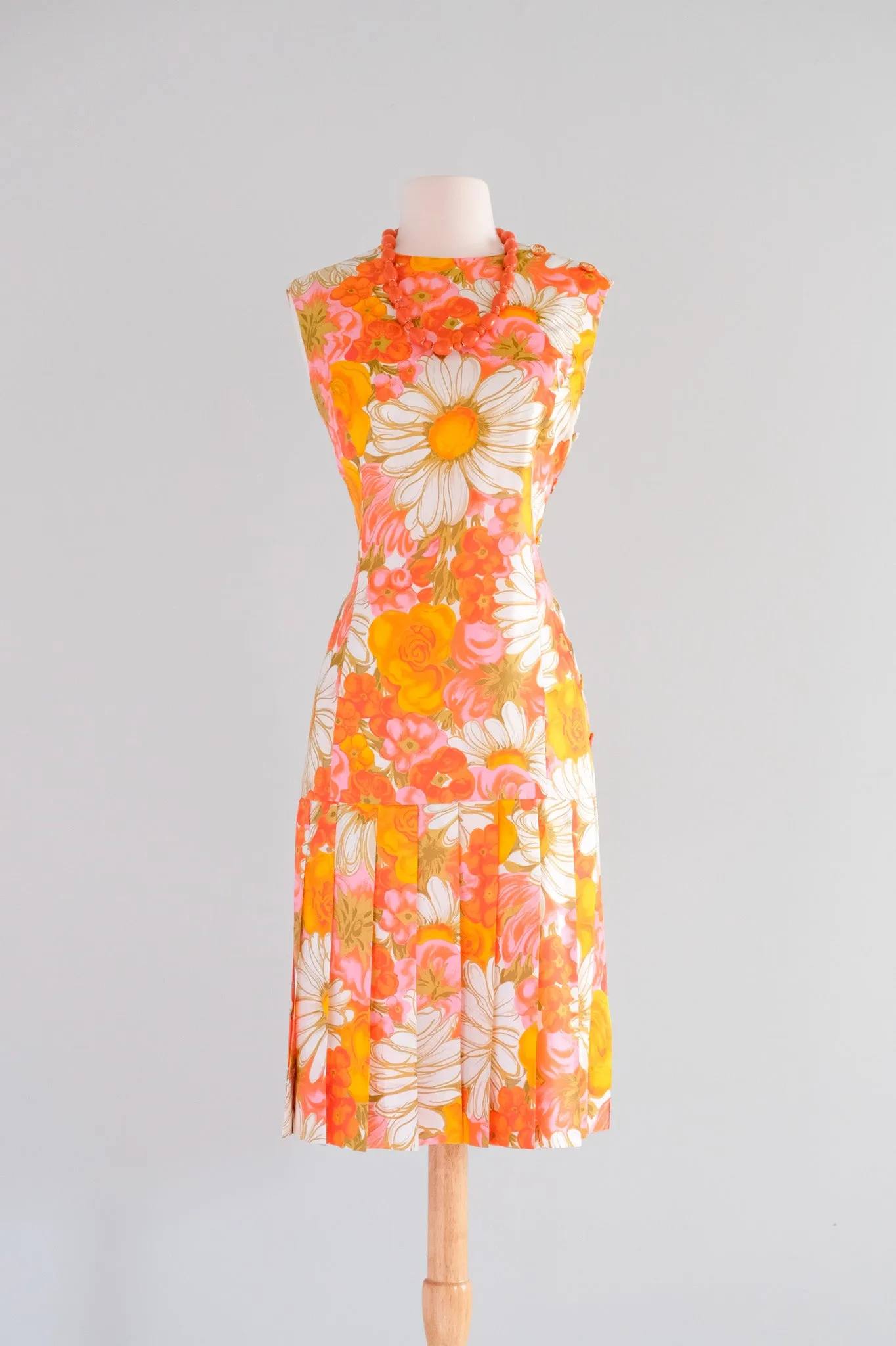 Charming 1960's Spring Dreams Bright Floral Party Dress / Sz ML