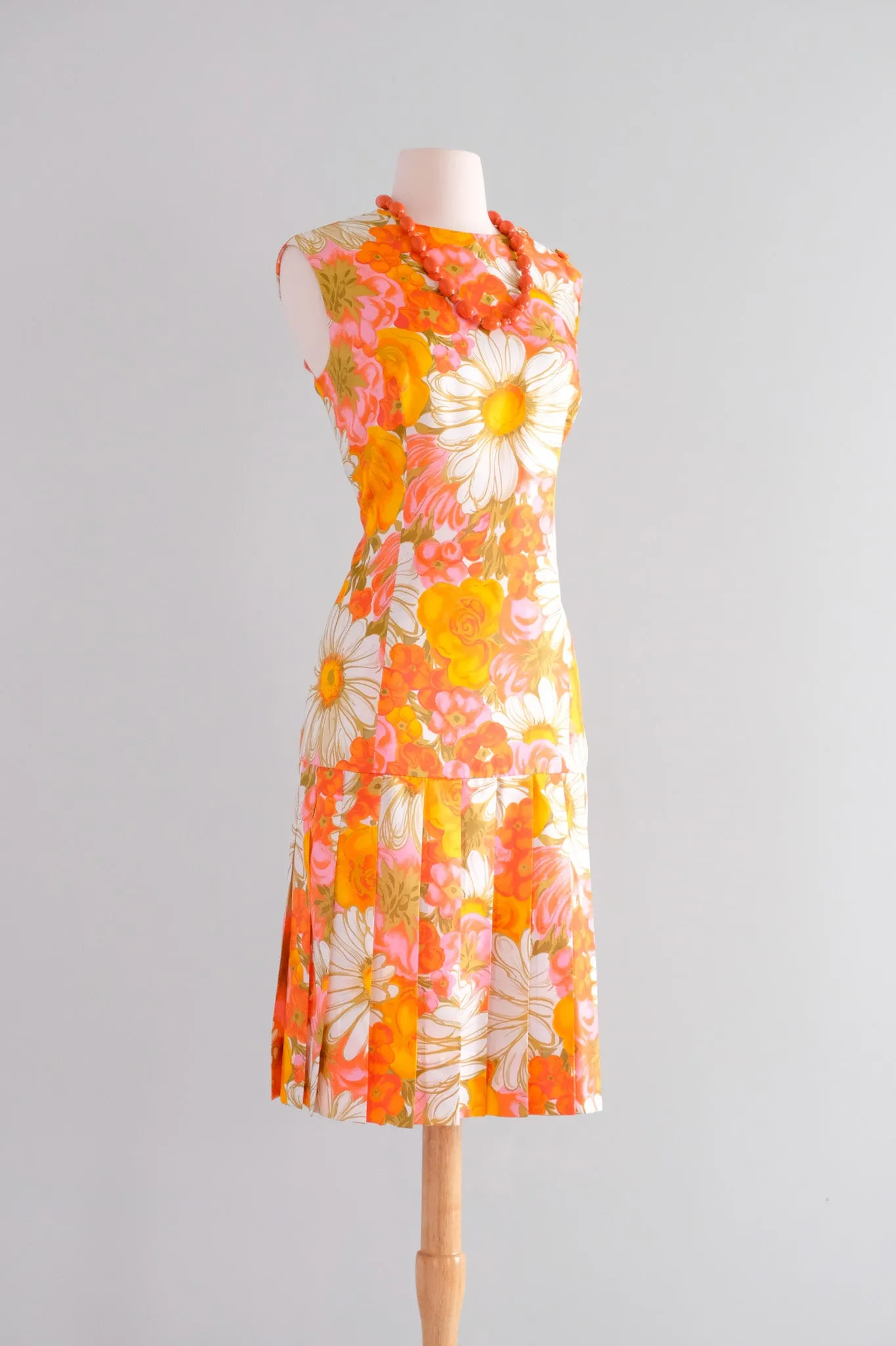 Charming 1960's Spring Dreams Bright Floral Party Dress / Sz ML