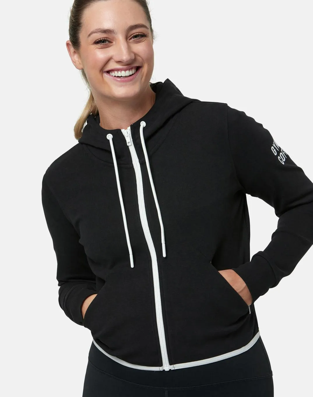 Chill Zip Crop Hoodie in Black