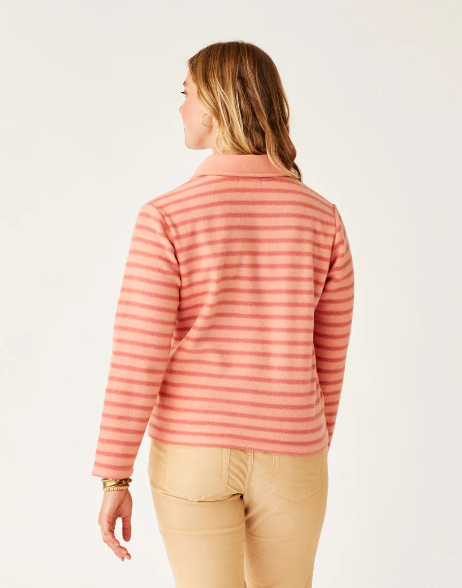 Clara Fleece Pullover: Lt. Henna Even Stripe