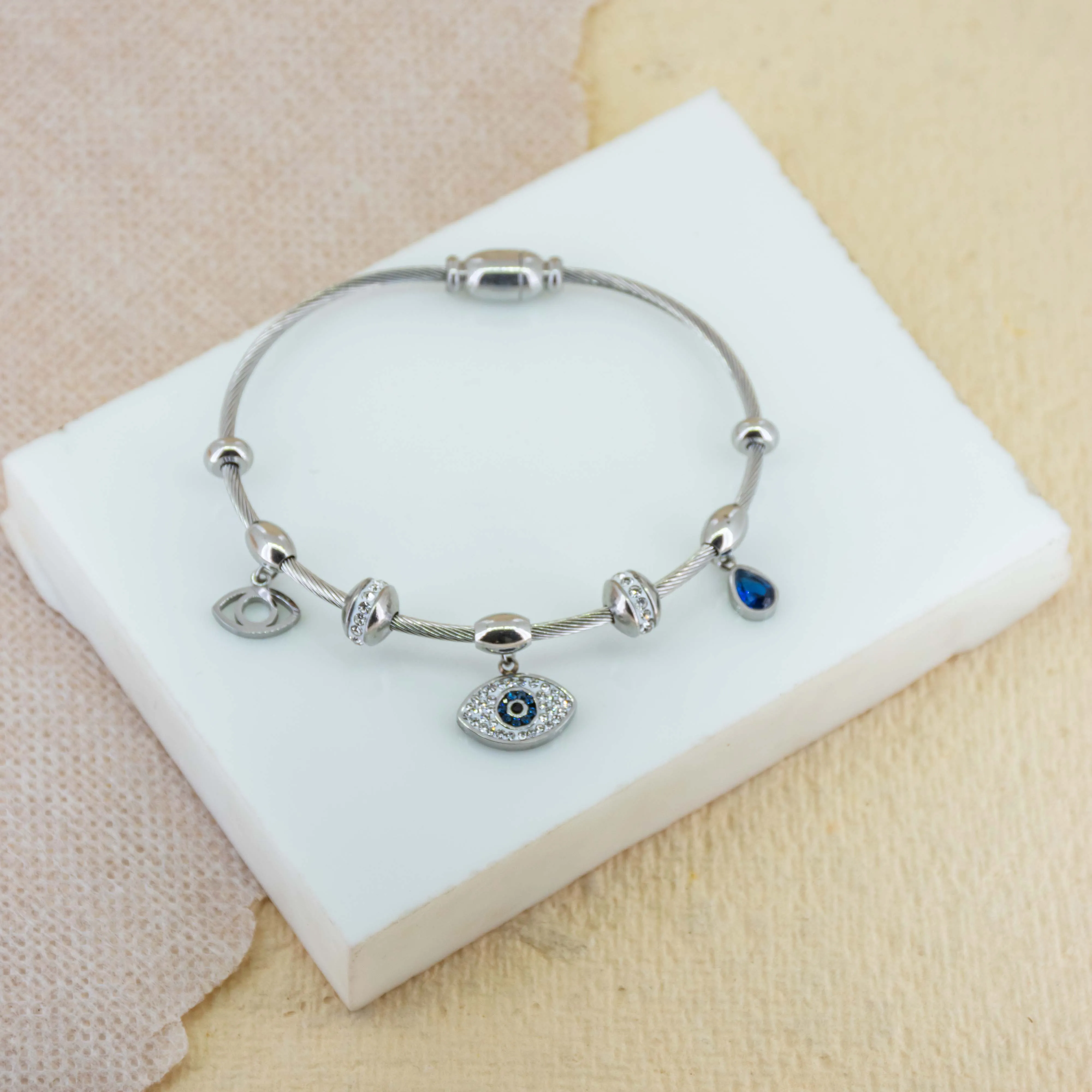 Classic Evil Eye Charm Bangle