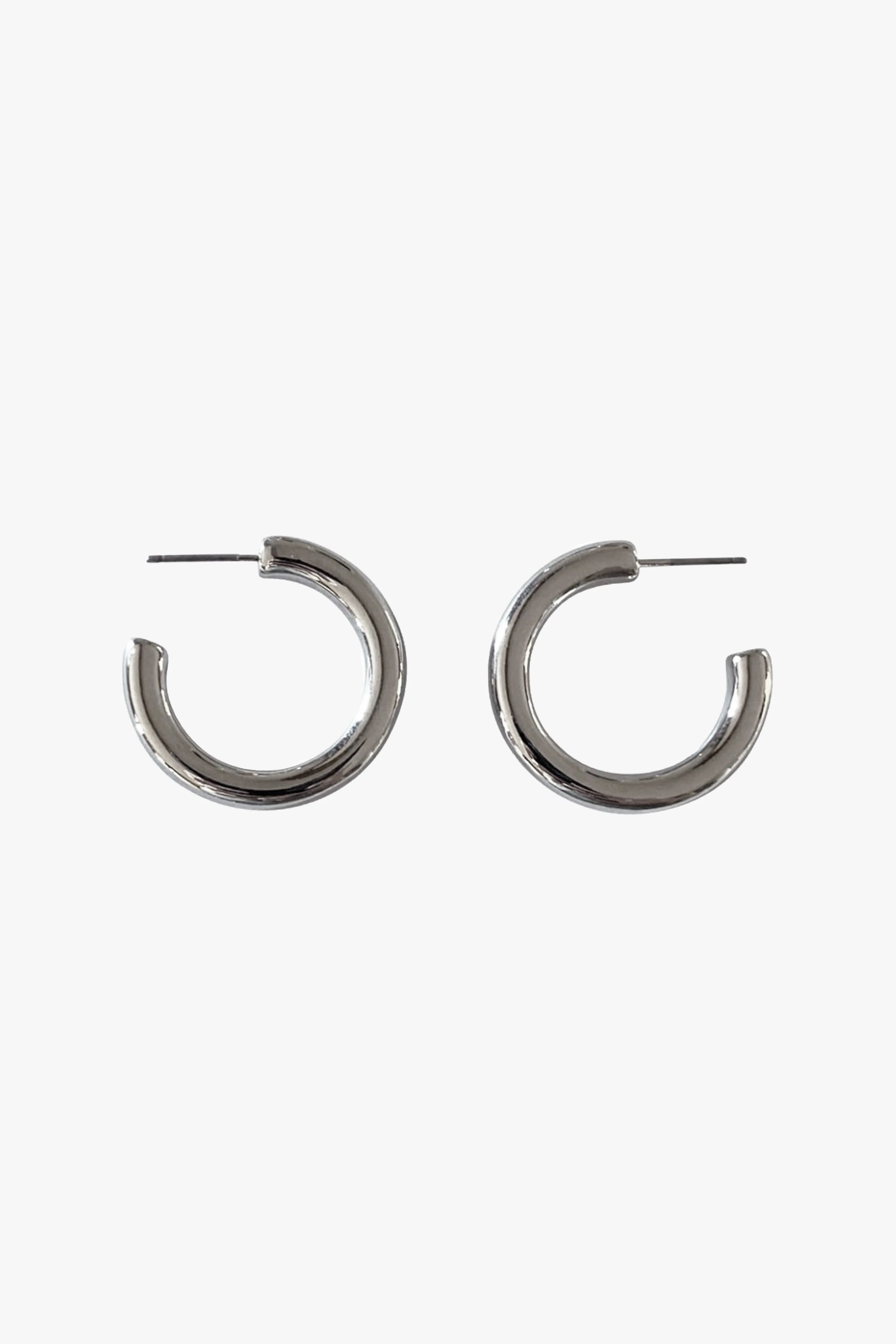 Classic Thick Hoop Earrings Rhodium