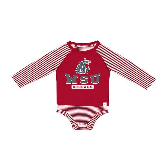 Colosseum WSU Crimson and White Striped Onesie