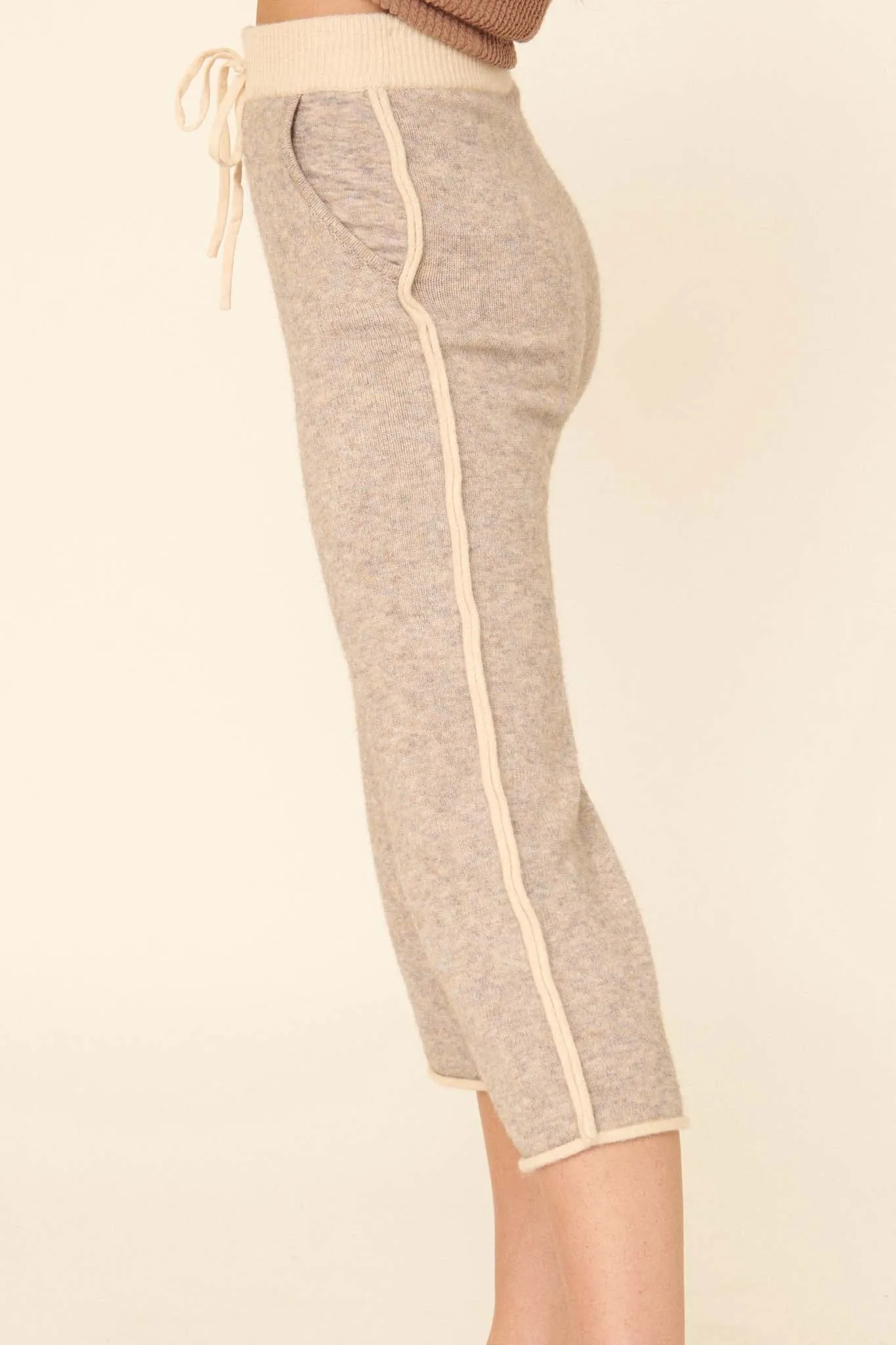 Cozy Town Exposed-Seam Cropped Sweater Pants