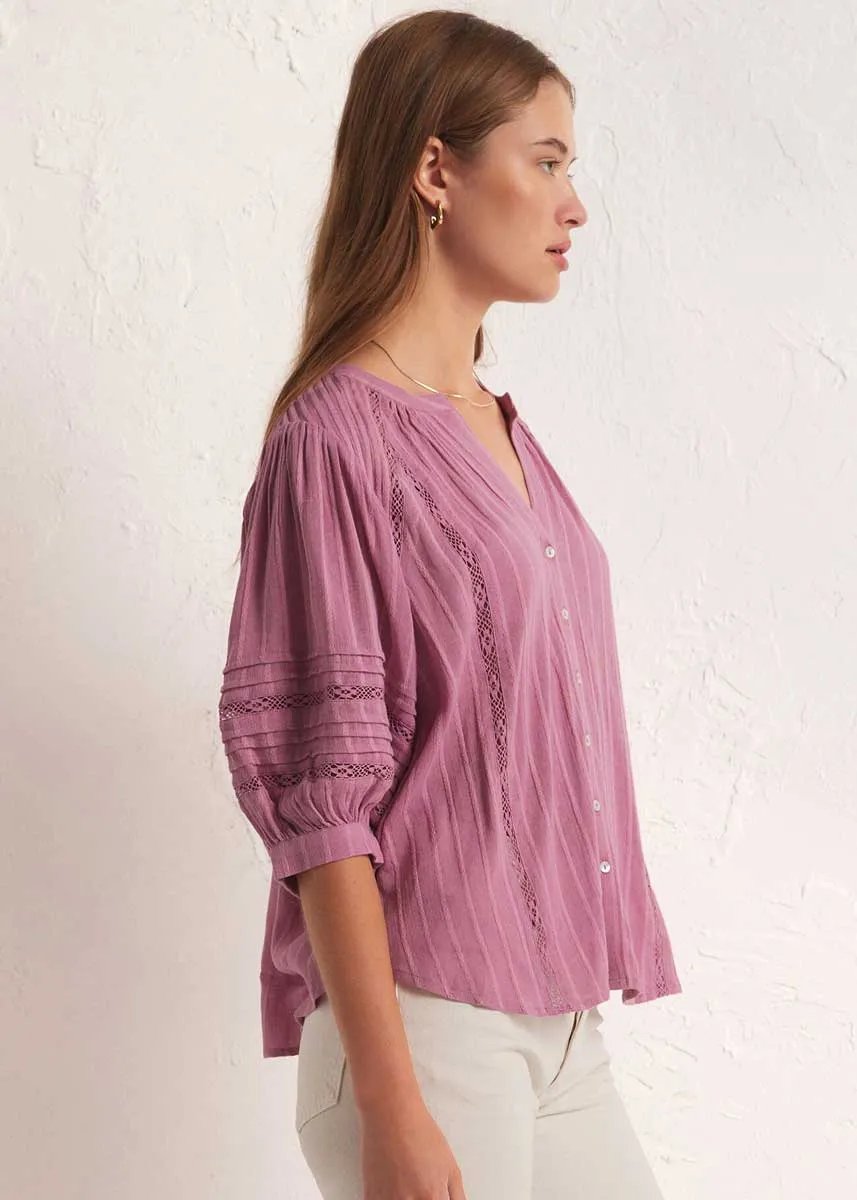 Elliot Lace Inset Top - Dusty Orchid