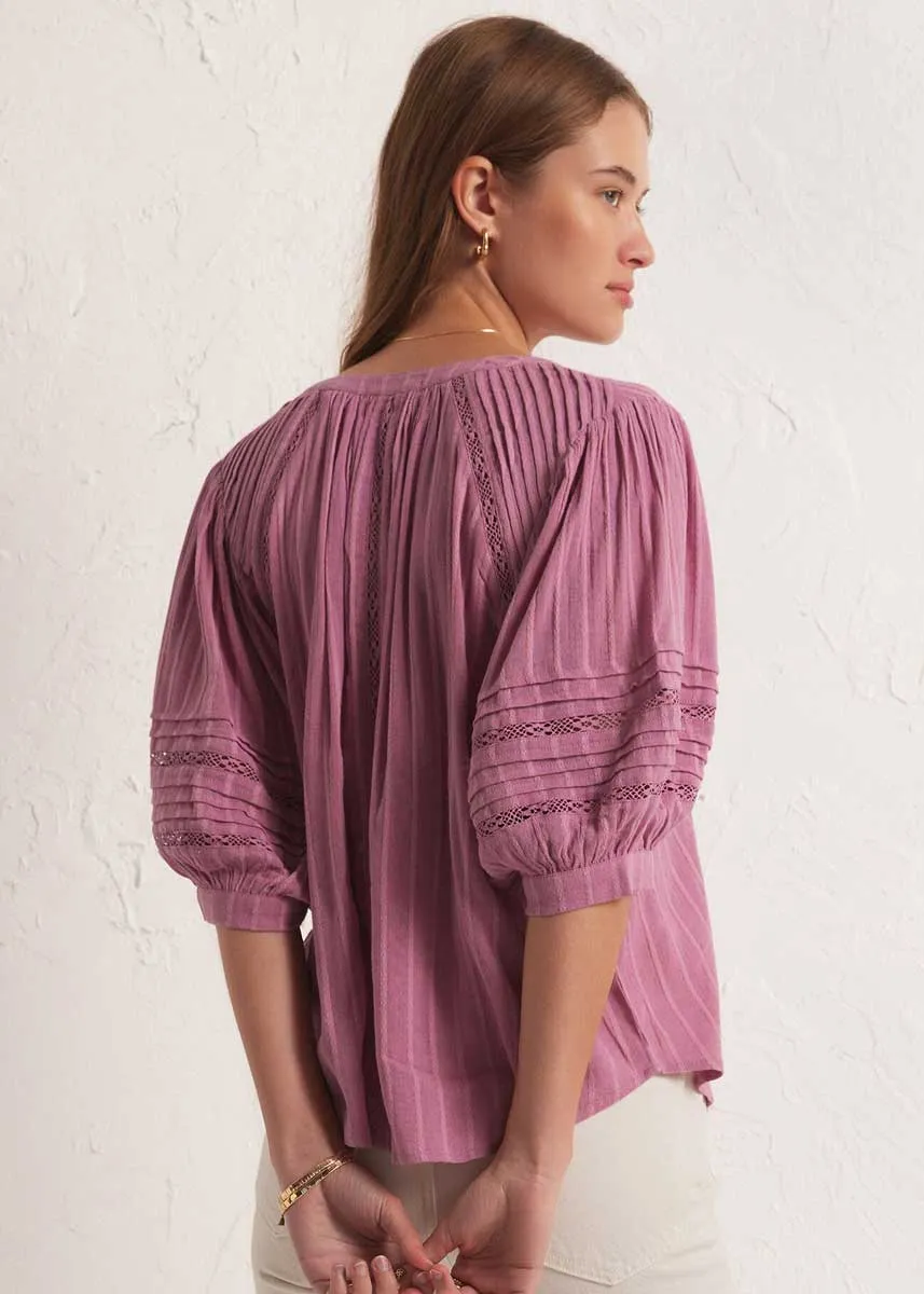 Elliot Lace Inset Top - Dusty Orchid