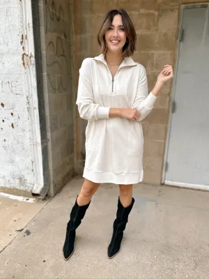 Faherty | Legend Quarter Zip Dress - Off White